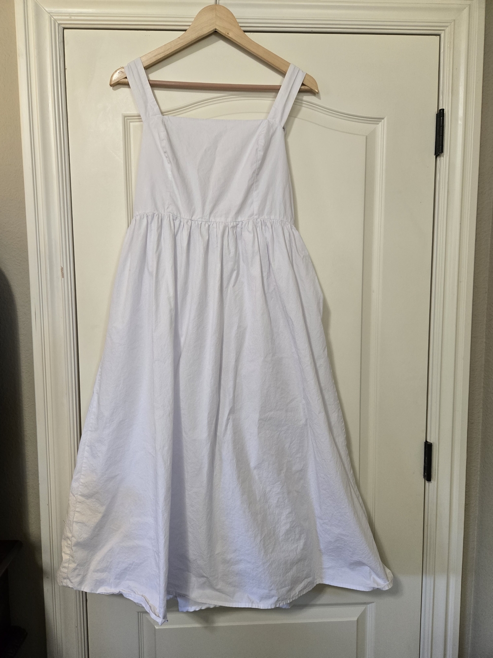 AUREUM White Square-Neck Midi Sundress Cotton And Fully Lined